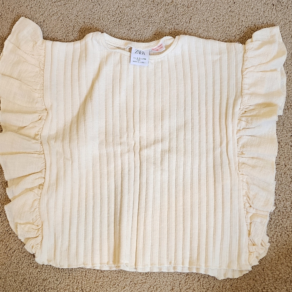 Zara Cream Ruffle Sleeve Top